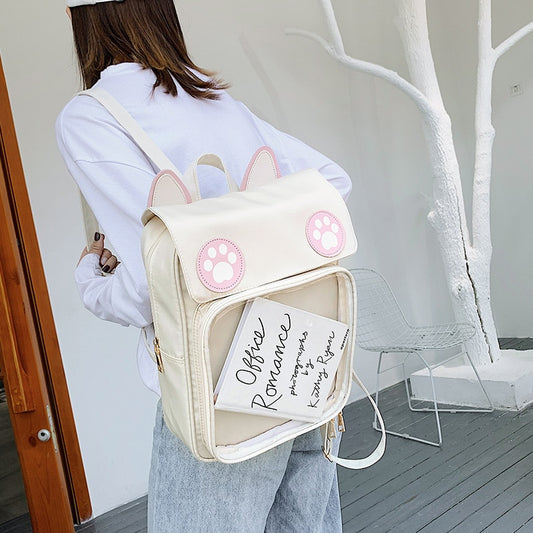 Ita Bag Cat Style Backpacks Paws Kawaii Harajuku Schoolbags Backpack for Teenager Girls Transparent Backpack Clear Itabag