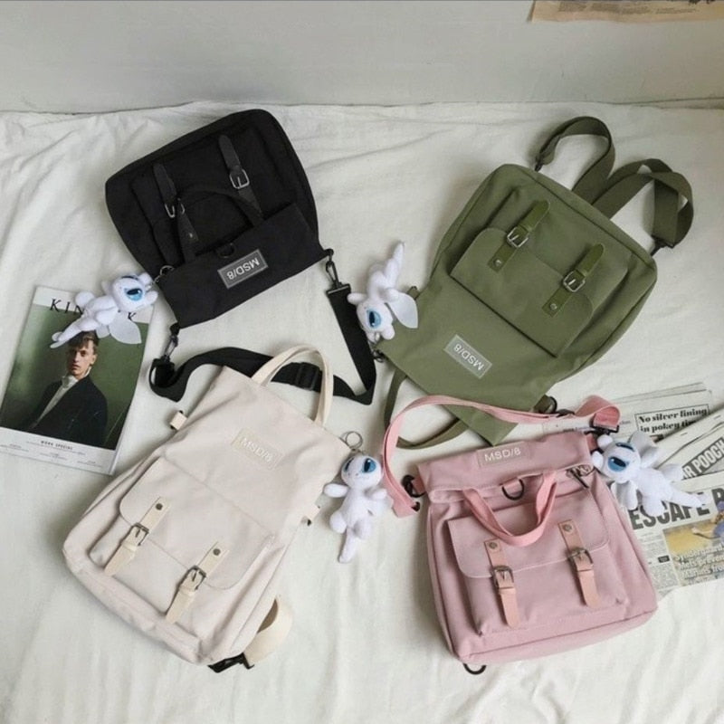 Women School Bag Female Portable Shoulder Backpack Handbag Messenger Bag Multifunctional Bag High Capacity Nylon Bag Student Bag