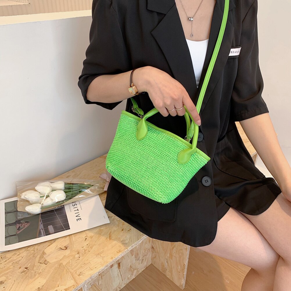 Handmade Woven Handbags Shoulder Crossbody Bags for Women Summer Casual Beach Holiday Totes Shoulder Bags Female Messenger Bags