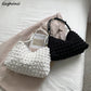 Shoulder Bags Women Solid White Folds Design Square Underarm Bag Texture Retro All-match Zipper Handbags Femme Hot Sale Fashion