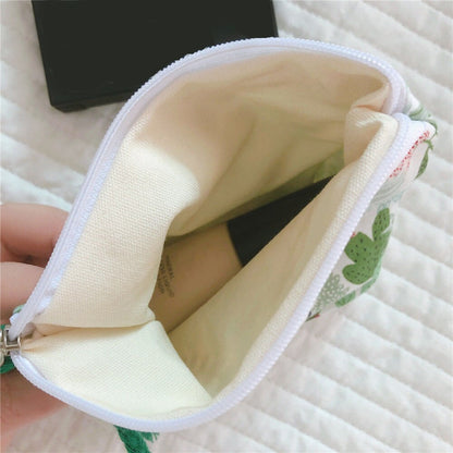 Women Lipstick Makeup Case Cute Small Cosmetic Make Up Bag Mini Cotton Floral Organizer Bags Girl Small Coin Pouch Case Purse