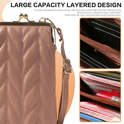 Crossbody Bags Solid Color Shoulder Cell Phone Purses Women Soft Leather Wallets Mobile Phone Bags Casual Ladies Small Purse