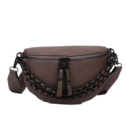 AKTE Luxury Chain Waist Bag Phone Pack and Purse for Women Stone Pattern Female Handbag