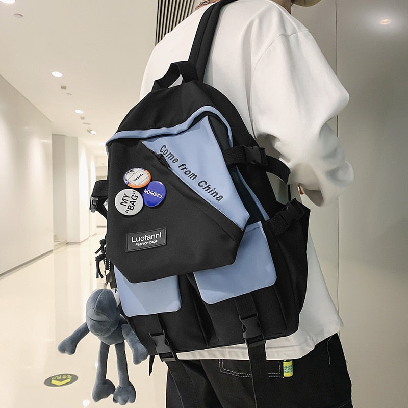 Male Female Harajuku College Bag Trendy Fashion Ladies Badge Backpack Men Women Student Bag Girl Boy Travel School Backpack Book