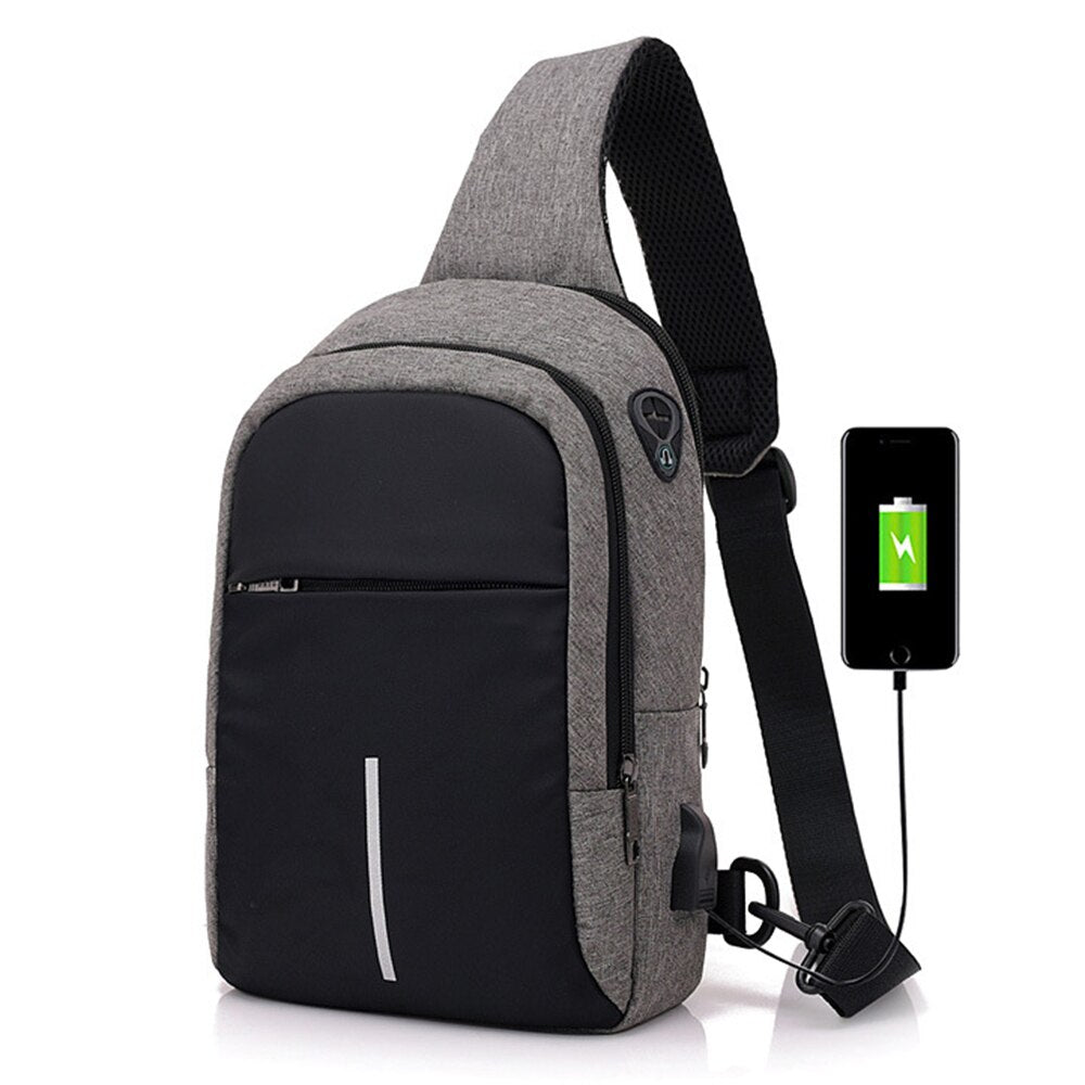 Small USB Charger Shoulder Bag Men Messenger Bags Male Waterproof Sling Chest Bag Travel Backpack Men Crossbody Bags