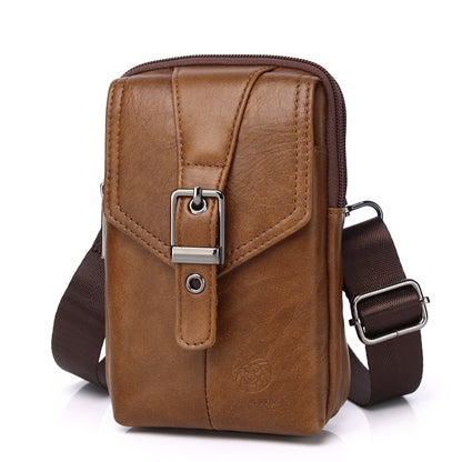 SCHLATUM Men Genuine Leather Waist Pack Fashion Vintage Belt Pouch Multifunction Travel Phone Pouch Bag