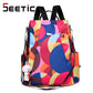 SEETIC Waterproof Oxford Women Backpack Anti-Theft Ladies Travel Bag Solid Color Backpack Female Multifunction Shoulder Bags