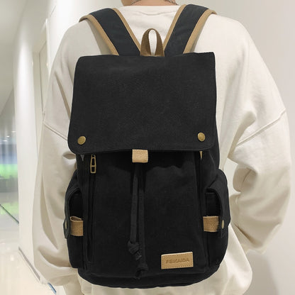 Trendy Lady Male Canvas Drawstring Laptop College Backpack Boy Girl School Bag Women Men Travel Backpack Fashion Female Book Bag