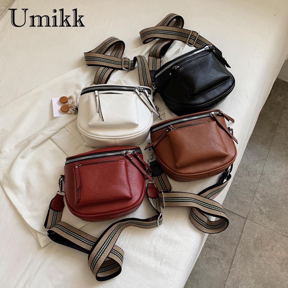 Fashion Saddle Shoulder Crossbody Bag Women Soft Leather Casual Chest Belt Packs for Ladies Outdoor Shopping Travel