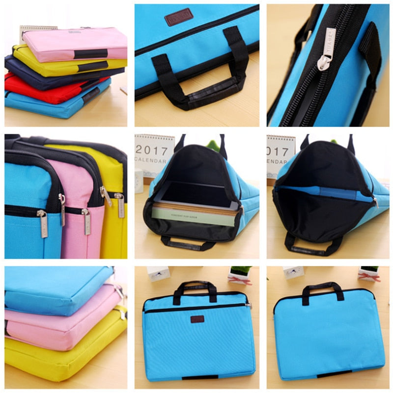 Portable document bag canvas A4 office zipper bag large capacity men women handbag multi-layer information bag briefcase meeting