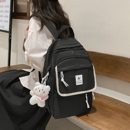 New College Women Waterproof Nylon Backpack Female Large Capacity Travel Bag Korean Vintage Girl Shoulder Bags Schoolbag Mochila