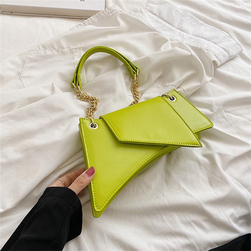 Luxury Irregular Shape Women Shoulder Bags Brand Design Female Handbags and Purses High Quality PU Leather Solid Color Chain Bag