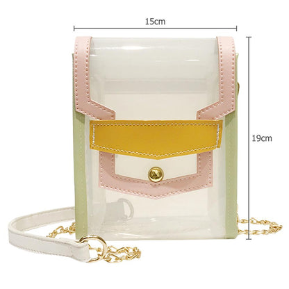 PVC Shoulder Bag Women Fashion Laser Flap Transparent Crossbody Messenger Square Small Bags Ladies Shopping Handbag