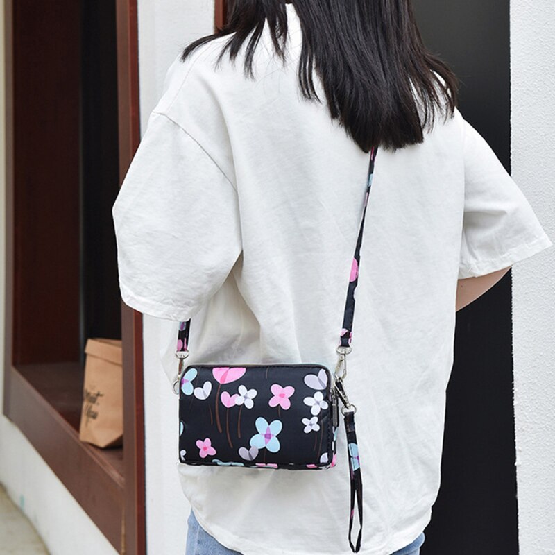 Women Mobile Phone Bag Coin Purse Ladies Long Wallet Fabric Shoulder Bag Clutch Bag