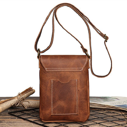 Nesitu High Quality Vintage Brown Black Blue 100% Cowhide Genuine Leather Shoulder Mini Women Men Messenger Bag for Phone M3376