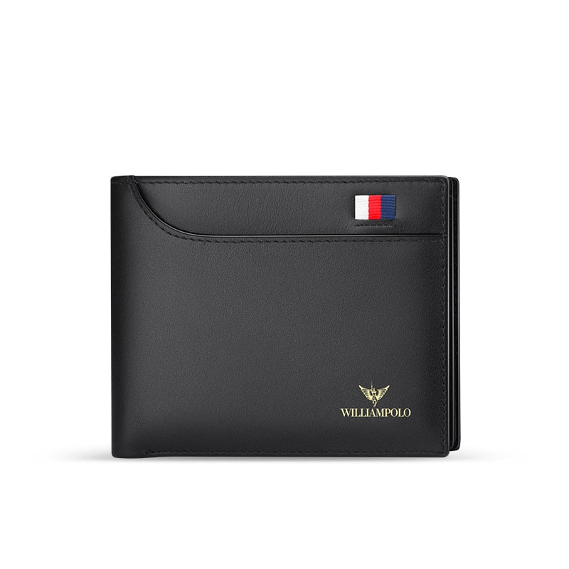WILLIAMPOLO Luxury Brand Men‘s Wallet Casual Fashion Short Genuine Leather Wallet Card Holder Purse Slim Male Wallet