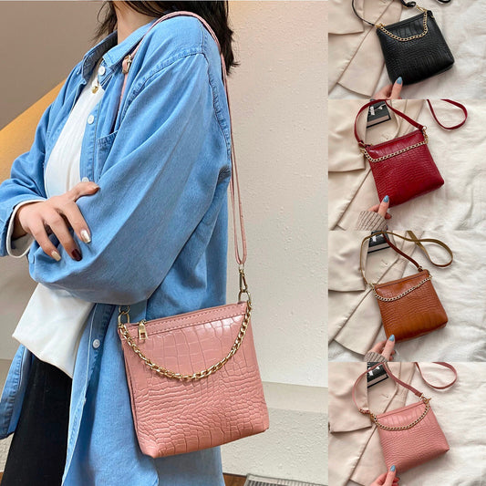 Leather Satchel Women Shoulder Fashion Bag Portable Chain Messenger Handbags All-match Messenger Bags Women Office