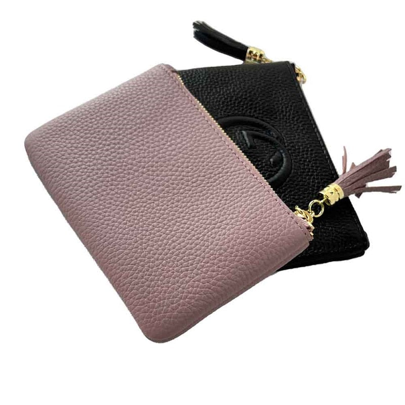 New  Men&#39;s and Women&#39;s Wallet Cowhide Card Holder Mini Bag Cash Card Coin Wallet Business Saffiano Gu Pink Black