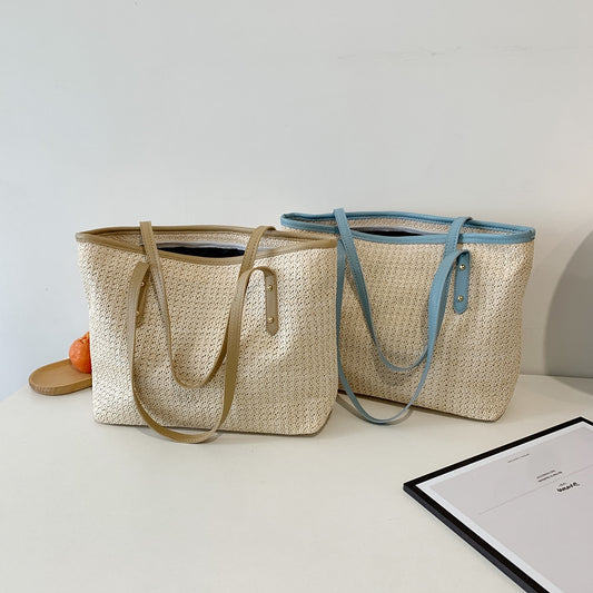 New Summer Beach Straw Totes Bags Fashion Women Shoulder Bags Casual Woven Large Capacity Handbags Female Holiday Shopping Bags