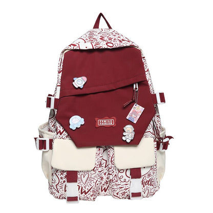 Girl Travel Kawaii Cartoon Print School Bag Trendy Female College Backpack Fashion Ladies Student Backpack Women Laptop Book Bag