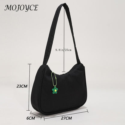 Women Underarm Bag Retro Solid Color Ladies Handbags Fashion Flower Design Girls Small Shoulder Bags