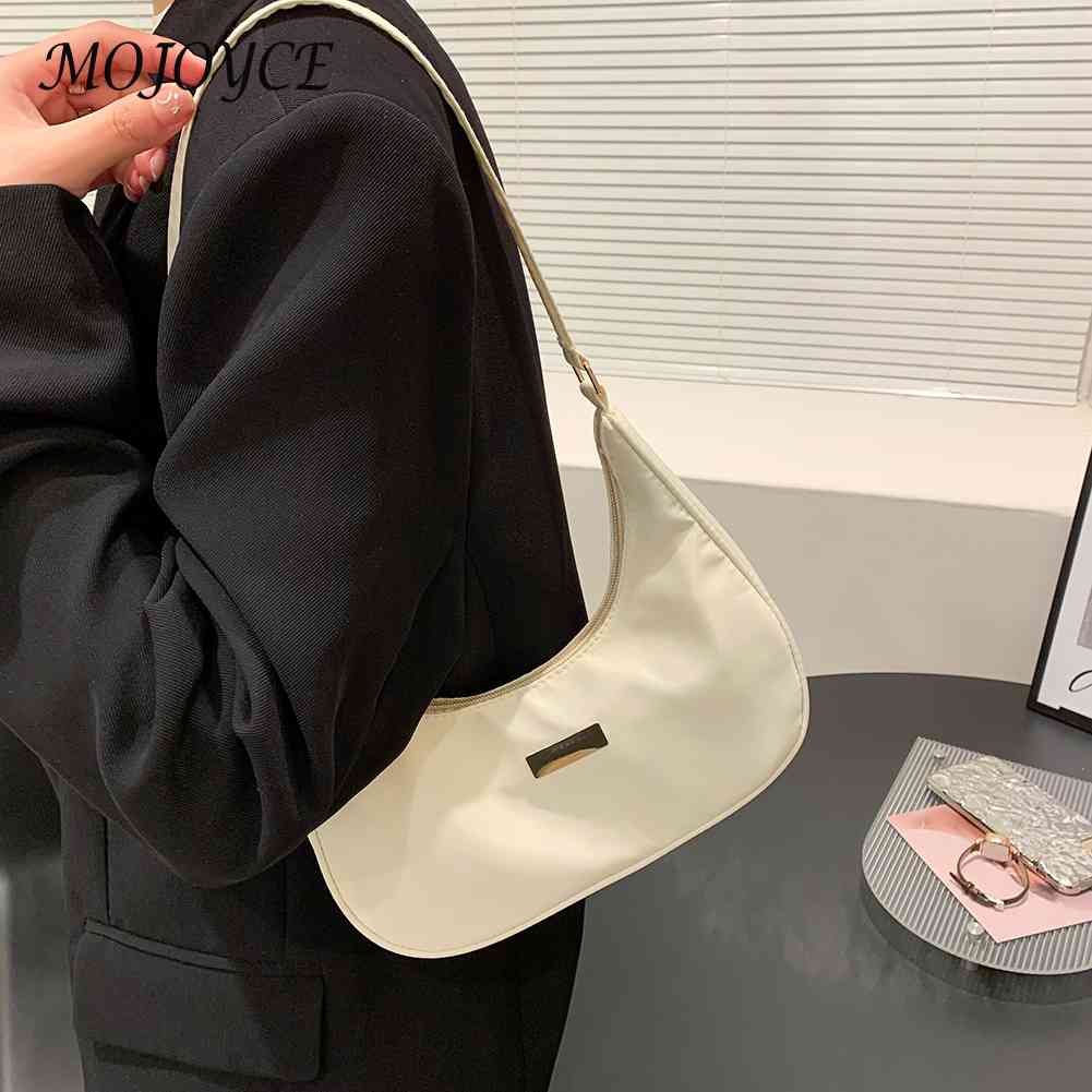 Women Nylon Solid Color Shoulder Bag Zipper Small Crescent Messenger Bag shoulder bag new shoulder bag purse mobile phone bag