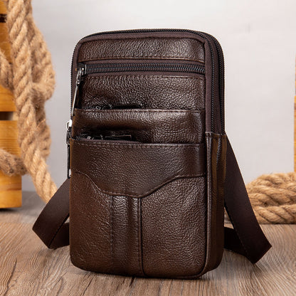 Men Genuine Leather Shoulder Male fanny pack High Quality Messenger Bags  Men&#39;s Fashion Business Belt Bag Small Briefcase Waist