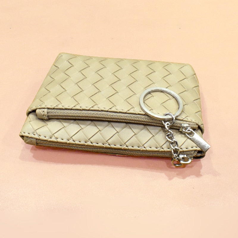 Woven Pattern Coin Wallet Zipper Coin Purse Key Bags Change Purse Earphone Organizer Card Bags Simple Small Carteras Para Mujer