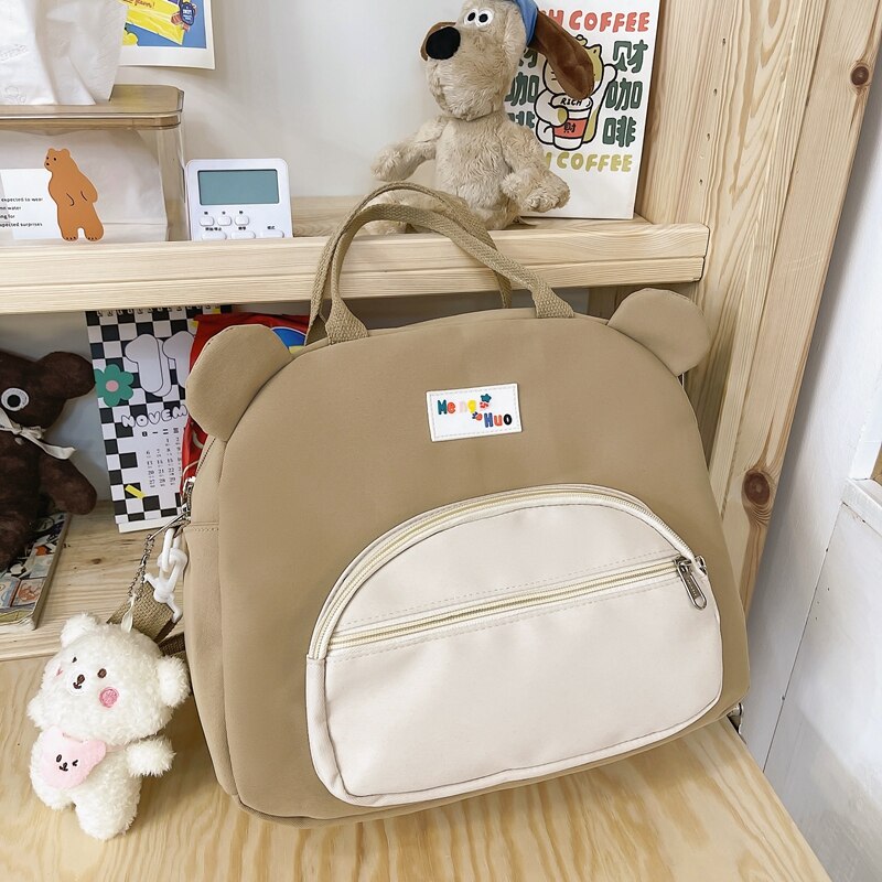 Japanese Kawaii 3D Bear Backpack Women Cute Portable College Schoolbag Waterproof Teen Girl Multifunctional Travel Shoulder Bags