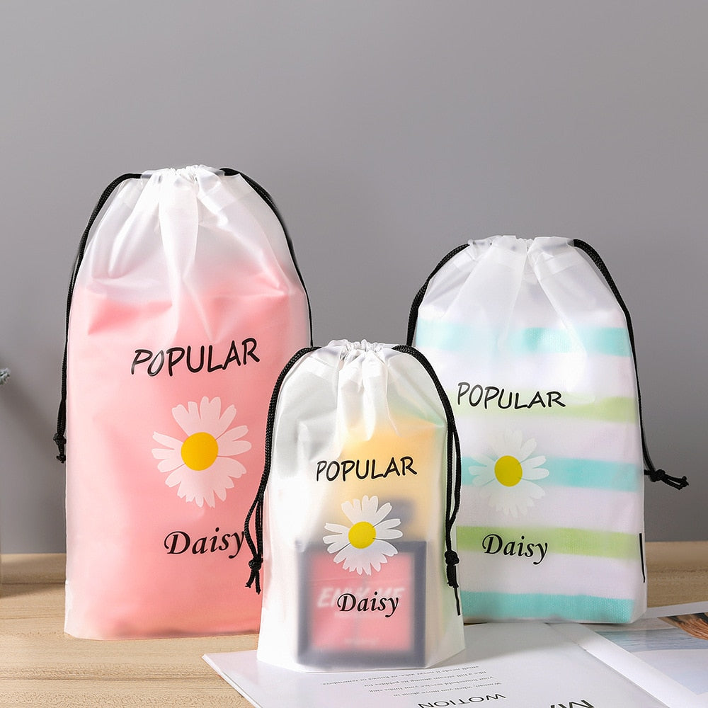 1Pcs Girl Clear Drawstring Cosmetic Bag PVC Transparent Makeup Bag for Women Waterproof String Beauty Case Travel Toiletry Bags