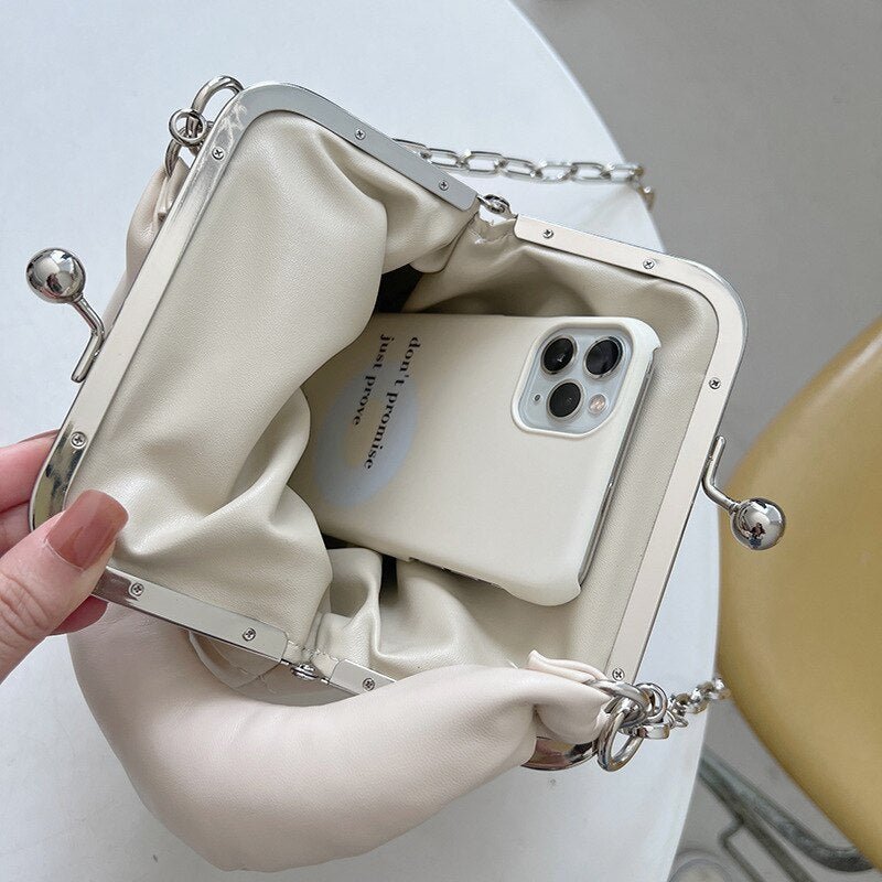 Fashion Shell Clip Women Shouder Bags Designer Handbags and purse Luxury Pu Leather Chains Crossbody Bag Small Lady phone Wallet