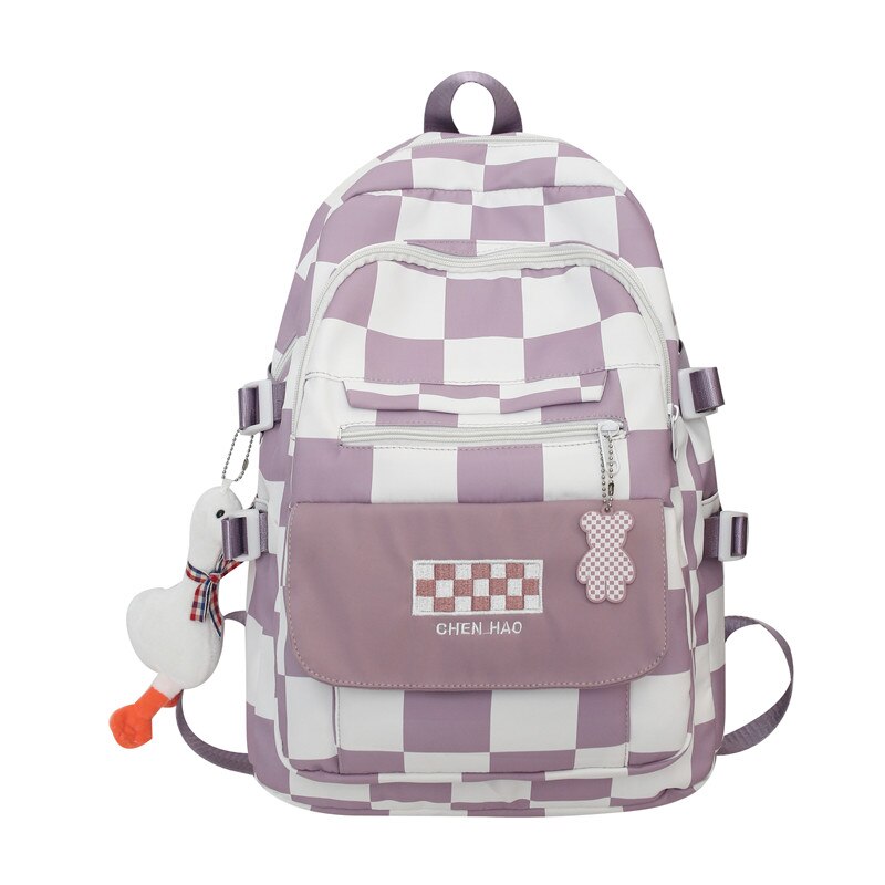 Fashion Female Waterproof Laptop Plaid Student Bag Lady College Backpack Cool Girl Travel Book Backpack Women Lattice School Bag