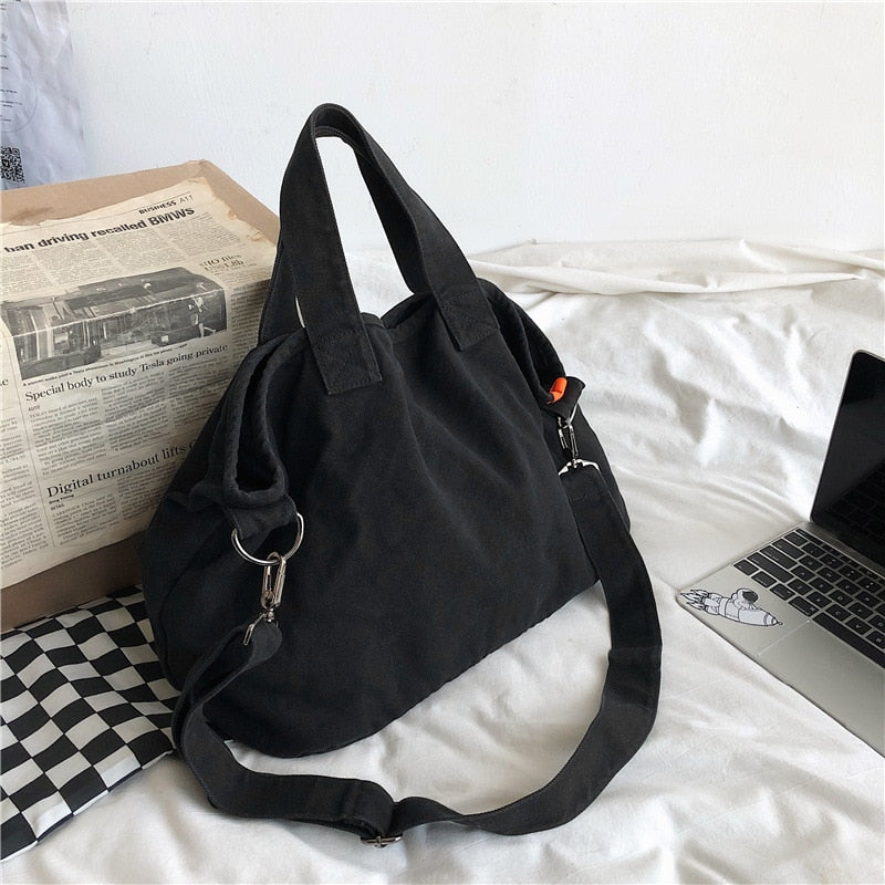 Large Capacity Canvas Leisure Or Travel Bags Unisex Solid Big Cloth Handbags Soft  South Korea Style Packages Strong Casual Bags
