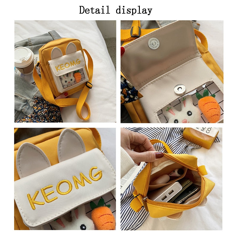 Wallets Crossbody Phone Bags High Quality Fashion Female Shopper Japanese Style Cute Cartoon Canvas Women Mini Shoulder Bag