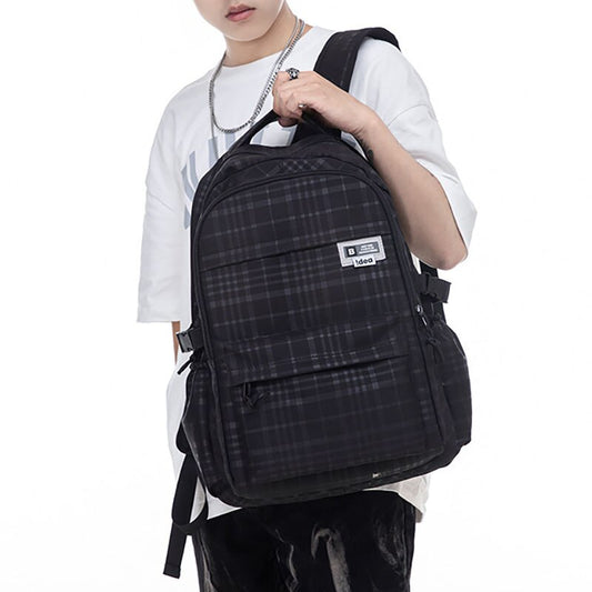 Grid Pattern Waterproof Nylon School Backpack Women&#39;s Backpacks for Teenagers Girl Travel Women Bag Trendy Schoolbag Mochila