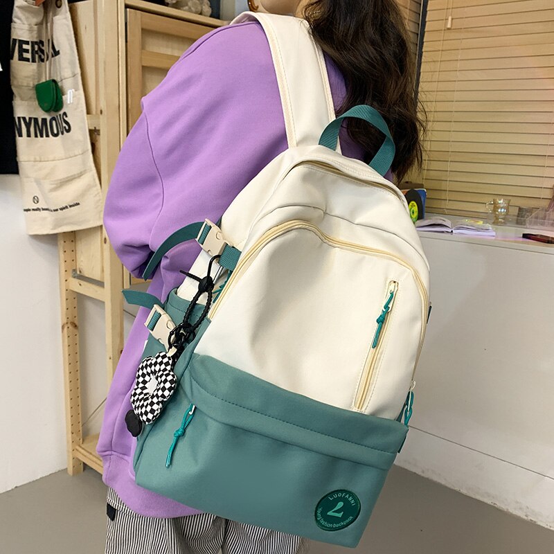 Lady Cute Laptop College Backpack Cool Women Travel Nylon Student Backpack Female Kawaii Trendy Book Bag Fashion Girl School Bag