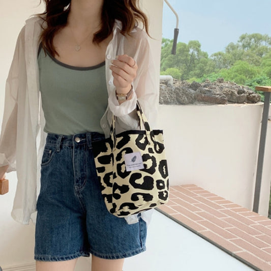 Women  Leopard Printed Shoulder Bag Student Soft Large New Canvas Tote Purse Bucket Handbag Travel Satchel For Women Girl Large