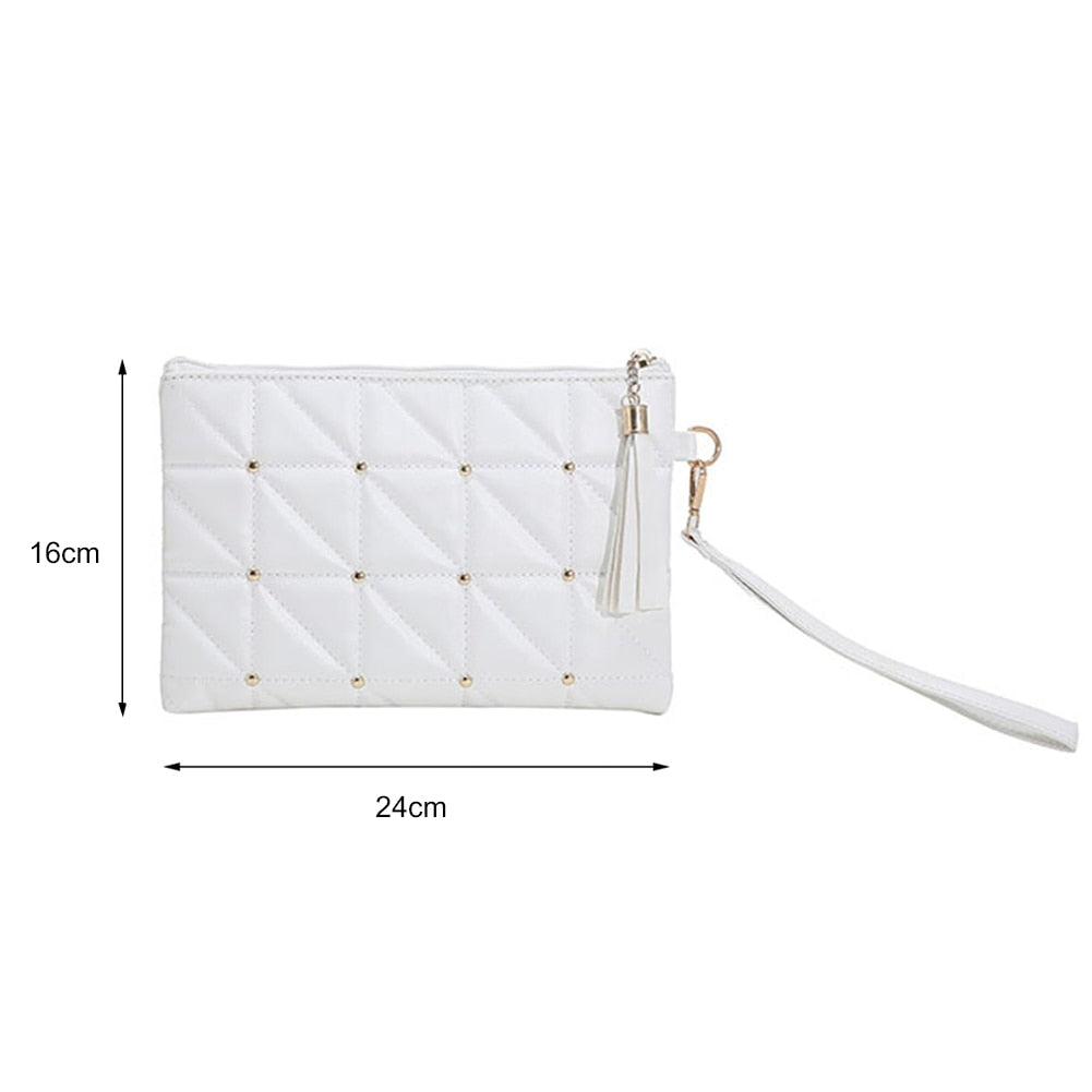 Fashion Rivet Clutch Bags PU Leather Women Envelope Bags Wallet Quilted Embroidered Thread Evening Bags Female Purse Handbags