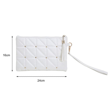 Fashion Rivet Clutch Bags PU Leather Women Envelope Bags Wallet Quilted Embroidered Thread Evening Bags Female Purse Handbags