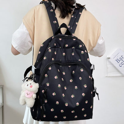 Ladies Floral Print Kawaii College Backpack Women School Bag Trendy Girl Travel Book Backpack Fashion Female Laptop Student Bags