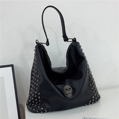 Punk Style Bags For Women Skull Design Handbags Female Rivet Prints Shoulder Flap Lady Luxury Brand Crossbody Purses New Fashion