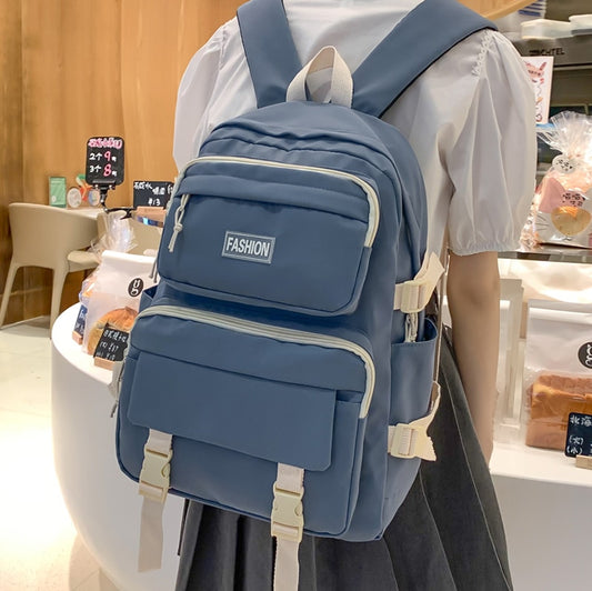Laptop Backpacks Nylon Backpack Multi-pocket Multifunction Waterproof  Large Capacity Solid Color Women Bag School Backpack
