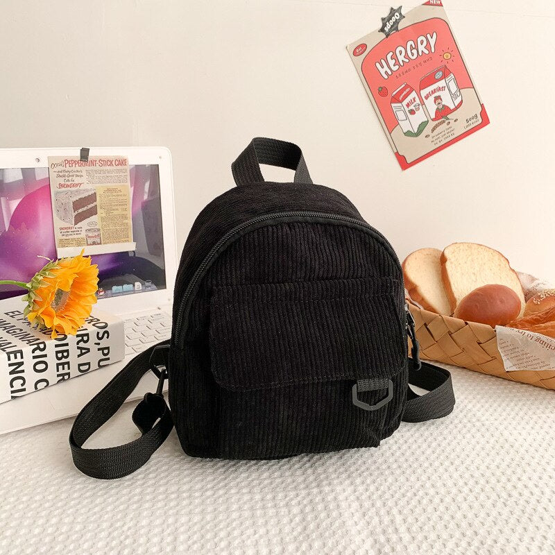 Backpack for Teenagers Youth Women&#39;s  Mini Cute Bags Kawaii Corduroy Small Bag with Free Shipping