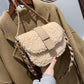 Winter Women&#39;s Shoulder Bag Messenger Weave Strap Saddle Armpit Bag New High-quality Plush Fur Bag Women&#39;s Handbag Designer