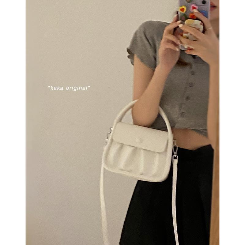 Women Top-handle Bags PU Leather Mini Crossbody Hasp Shoulder Underarm Shopping Handbags Student Fashion Cute Portable Ins Chic