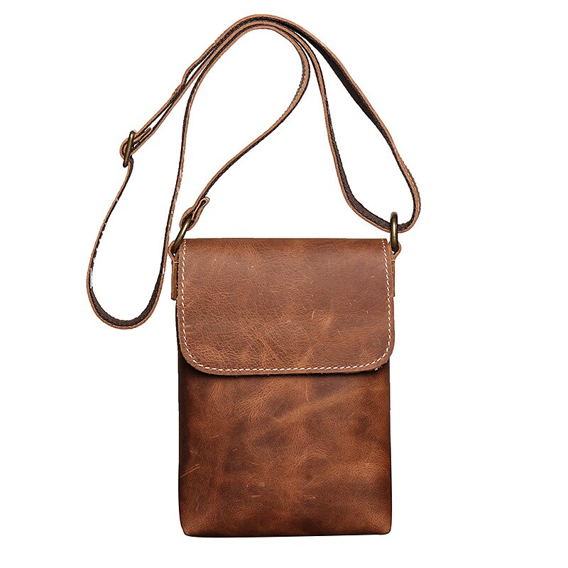 Nesitu High Quality Vintage Brown Black Blue 100% Cowhide Genuine Leather Shoulder Mini Women Men Messenger Bag for Phone M3376