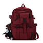 Preppy Style Black Backpack Unisex Women Men Backpack Nylon Waterproof Multi-Pocket Design Mochilas Teenagers Shoulder Bag