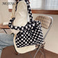 Women Shoulder Bag Vintage Plush Checkered Print Underarm Bag Women Hobos Women Plush Top-Handle Bag for Shopping