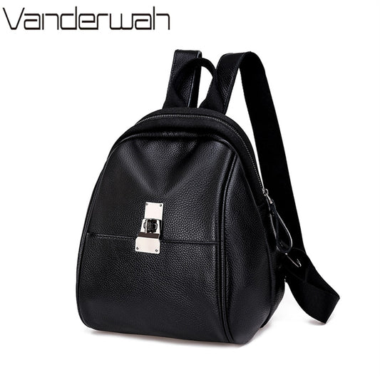 Luxury Genuine Leather Women&#39;s Backpack 100% Cowhide Large Capacity Bookbag for Teen Girl High Quality Female Rucksacks Mochilas