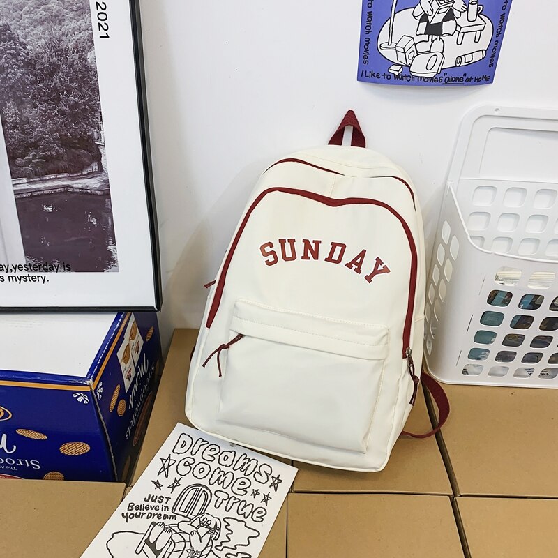 DCIMOR New Waterproof Nylon Women Backpack Female Kawaii Letter Printing Portable Travel Bag Cool Schoolbag for Teenage Girls